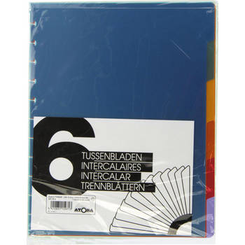 Atoma tabbladen, voor A4 schriften, uit PP, set van 6 stuks, geassorteerde kleuren 25 stuks