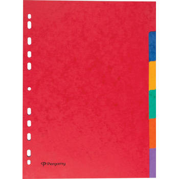 Pergamy tabbladen ft A4, 11-gaatsperforatie, stevig karton, geassorteerde kleuren, 6 tabs 50 stuks