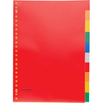 Pergamy tabbladen, ft A4, 23-gaatsperforatie, PP, 10 tabs in geassorteerde kleuren