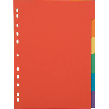 Pergamy tabbladen, ft A4, uit karton, 6 tabs, 11-gaatsperforatie, in geassorteerde kleuren 50 stuks