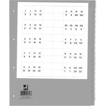 Q-CONNECT neutrale tabbladen, A4, PP, 20 tabs, grijs 25 stuks