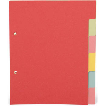 Pergamy tabbladen ft A5, 2-gaatsperforatie, karton, geassorteerde pastelkleuren, 6 tabs