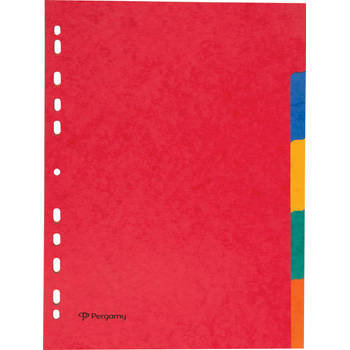 Pergamy tabbladen ft A4, 11-gaatsperforatie, stevig karton, geassorteerde kleuren, 5 tabs