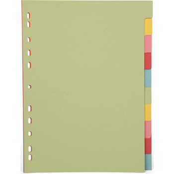 Pergamy tabbladen ft A4, 11-gaatsperforatie, karton, geassorteerde pastelkleuren, 10 tabs 25 stuks