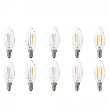 LED Lamp 10 Pack - Kaarslamp - Filament - E14 Fitting - 4W - Natuurlijk Wit 4200K