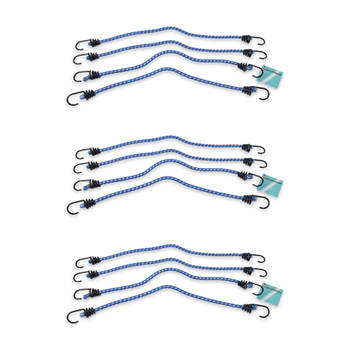 Drie krachtige blauwe snelbinders en spinbinders - Staal, elastiek - Maximale werklast - 45 cm lang