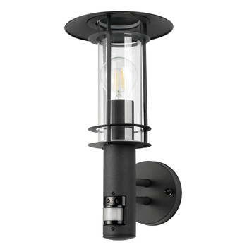 EGLO Lisio 1 Wandlamp Buiten - E27 - Sensor - RVS - Zwart