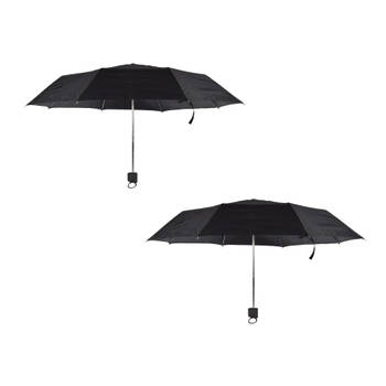 Solide Zwarte Grote Paraplu Set - Gemaakt van Polyester en Plastic - 90cm Diameter - Geschikt voor Stormachtige