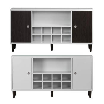 Evolution dressoir 2 deuren, 1 plank, 8 flessen wijn wit, zwart.