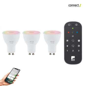 EGLO connect.z Smart Starterspakket - 3x GU10 RGB LED lampen - Afstandsbediening - Zigbee