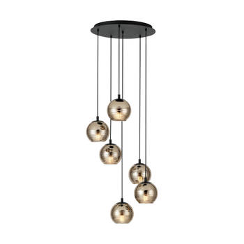 EGLO Lemorieta Hanglamp - E27 - 6-lichts - Ø 57 cm - Zwart/Goud