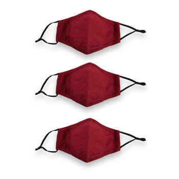 Trendy Rode Mondkapjes - Set van 3 - Fashion Bloem - Herbruikbaar - 24cmx15.5cm - Niet voor medisch gebruik