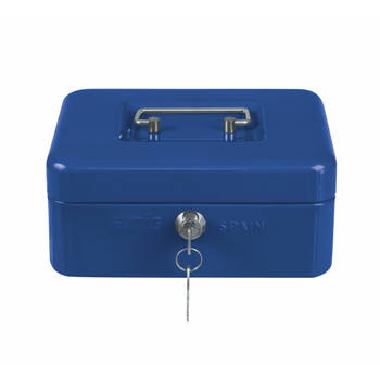 AMIG Geldkistje met 2 sleutels - blauw - staal - 20 x 16 x 7 cm - inbraakbeveiliging - Geldkistjes