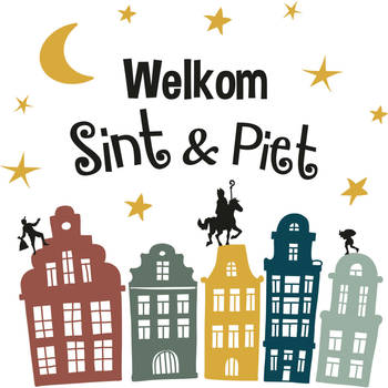 5x stuks Sinterklaas Welkom Sint en Piet raamstickers - Feeststickers