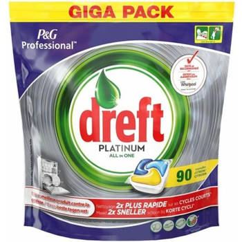Dreft Platinum All-in-One Vaatwastabletten Lemon - 90 stuks