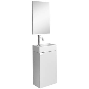 Badplaats Toiletmeubel Apollo 40cm met spiegel - hoogglans wit