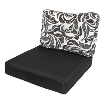 Kopu® Retro Flower Loungekussenset Zit en Rug 60 cm - Black