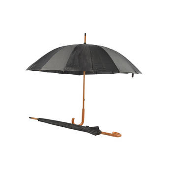 Uitstekende En Stijlvolle Zwart-wit Paraplu's Voor Volwassenen - Set Van 2 Met Houten Stok En Haken – 102Cm Diameter