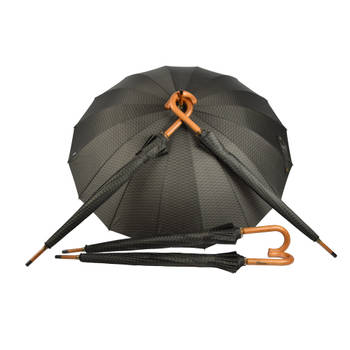 Vijf Handige Grote Paraplu's - Zwart & Donkergroen - Stormbestendig - Geschikt voor Volwassenen en Unisex - Breedte: ~ca