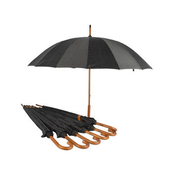 7x Zwarte en Witte Paraplu's: Compacte Bescherming voor Volwassenen - 16 Banen