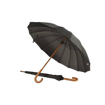 Stevige Grote Paraplu in Zwart & Donkergroen - 16 banen - Handmatig Openen - Voor Volwassenen en Unisex - Set van 2 -