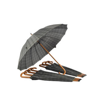 Degelijke Grijze Grote Paraplu - 9 Stuks - Voor Volwassenen en Unisex - Opvouwbaar - Diameter 102cm - Met Houten Handvat