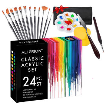 Allerion Acryl Verf Set - Schilderen - 24 Verschillende Kleuren -