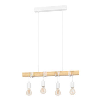 EGLO Townshend Hanglamp - E27 - 70 cm - Wit/Bruin