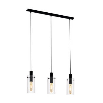 EGLO Montefino - hanglamp - 3-lichts - E27 - zwart/glas