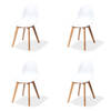 Keeve Stapelbare stoel wit , berkenhouten frame en kunststof zitting - SET VAN 4