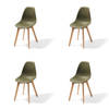 Keeve Stapelbare stoel groen, berkenhouten frame en kunststof zitting - SET VAN 4
