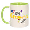 Bellatio Decorations Cadeau koffie/thee mok voor oma - groen/geel - beste oma - keramiek - 300 ml - feest mokken