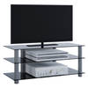 Zumbo TV-meubels met 3 glazen legplanken, Zilverkleurig, zwart glas.