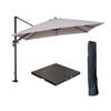 Garden Impressions Hawaii zweefparasol 300x300 cm carbon black / zand met 90kg black polished parasolvoet en parasolhoes