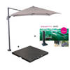 Garden Impressions Hawaii zweefparasol S 250x250 - donker grijs/zand met 60 kg parasolvoet en parasolhoes