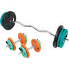 Gorilla Sports EZ-curlset 70 kg Gietijzer - Rubber Coating - Halter met gewichten - Veersluiting 30 mm