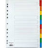 Pergamy tabbladen met indexblad, ft A4, 11-gaatsperforatie, geassorteerde kleuren, 10 tabs 25 stuks