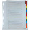 Pergamy tabbladen met indexblad, ft A4, 11-gaatsperforatie, geassorteerde kleuren, 12 tabs