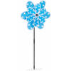 Relaxdays windmolen bloem - decoratieve tuinsteker - met stippen - tuindecoratie - blauw