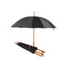 Indispensable for Rainy Days: 4x Folding Black-Blue Storm Umbrellas - Width: 102cm With Wooden Handle