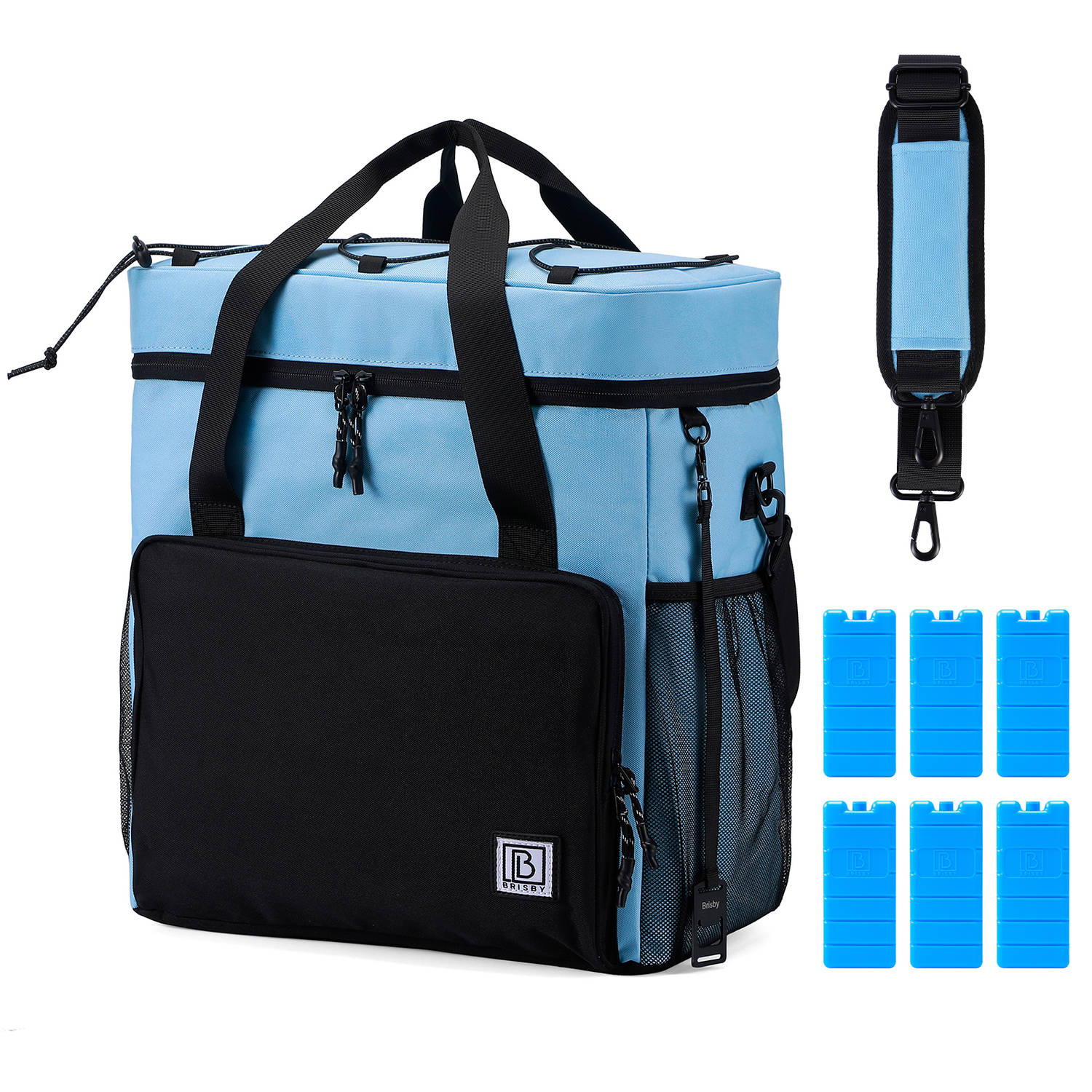 Brisby 4 Laags Geïsoleerde Koeltas - Lunchtas 40 liter - Zwart Blauw