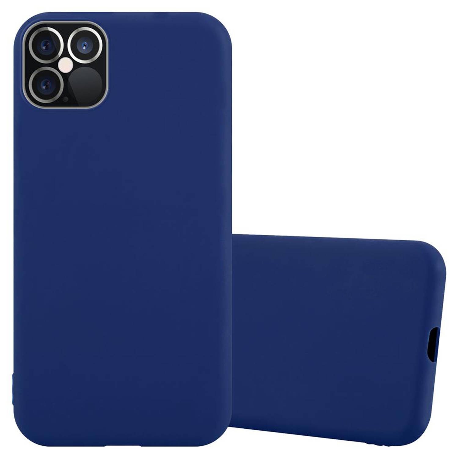 Cadorabo Hoesje voor Apple iPhone 12 / 12 PRO in CANDY DONKER BLAUW - Beschermhoes gemaakt van flexibel TPU silicone