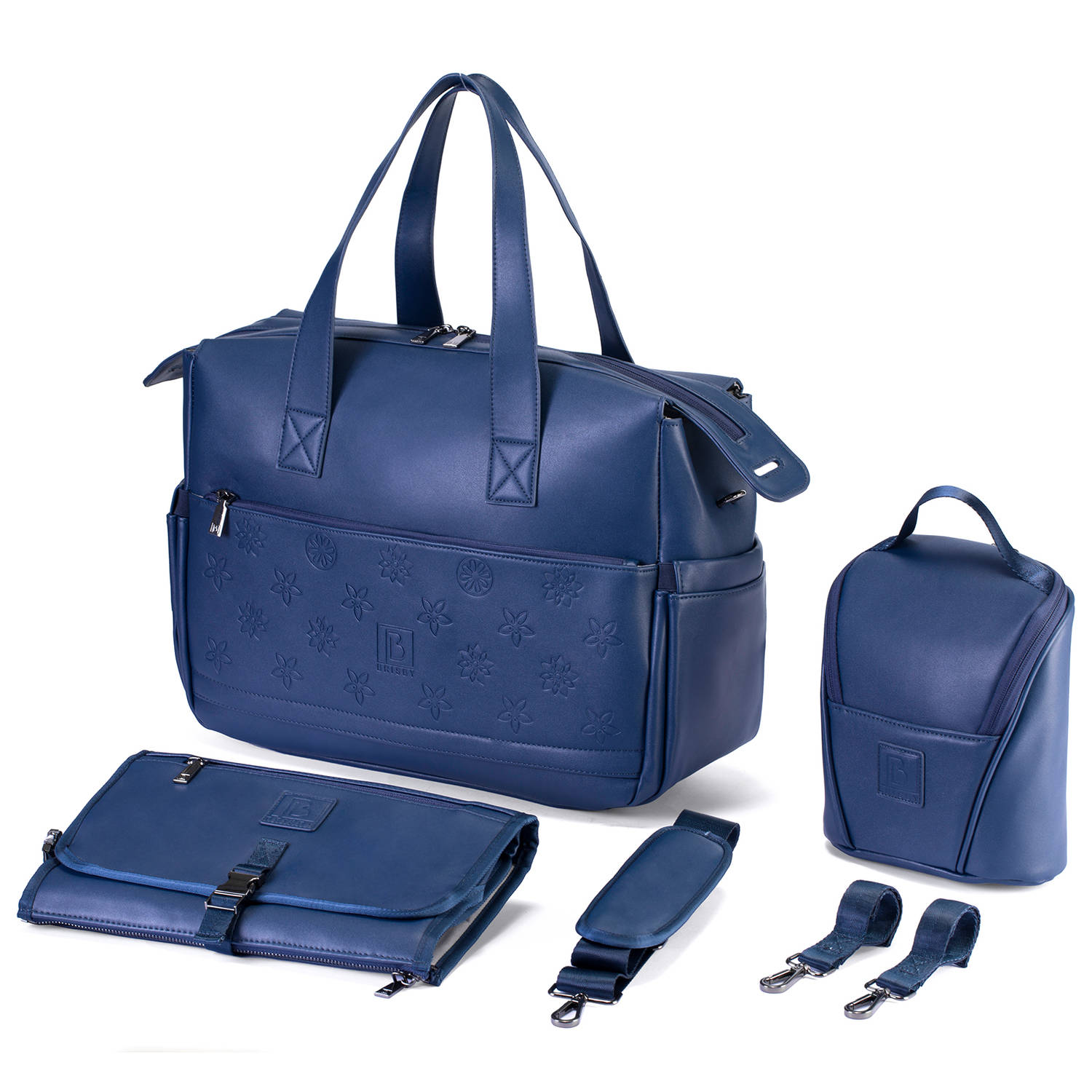 Brisby Vegan Leather Luiertas SET Blauw met koeltas en verschoonmatje