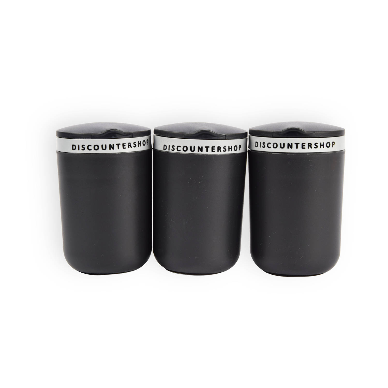 Driedelige Asbak Zwart Grijs - Rookvrij Plezier - 10.5x6x9.5cm - Rookaccessoire