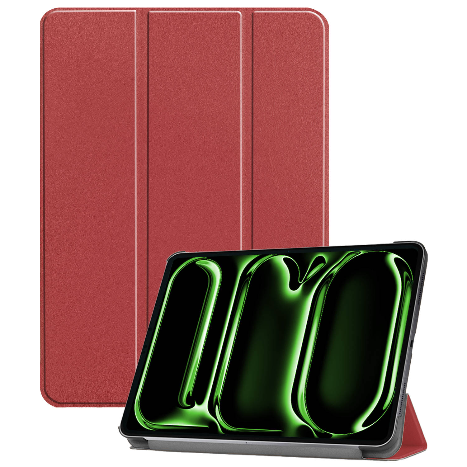 Hoesje Geschikt voor iPad Pro 2024 (11 inch) Hoes Case Tablet Hoesje Tri-fold - Hoes Geschikt voor iPad Pro 2024 11 inch (7e generatie) Hoesje Hard Cover Bookcase Hoes - Donkerrood