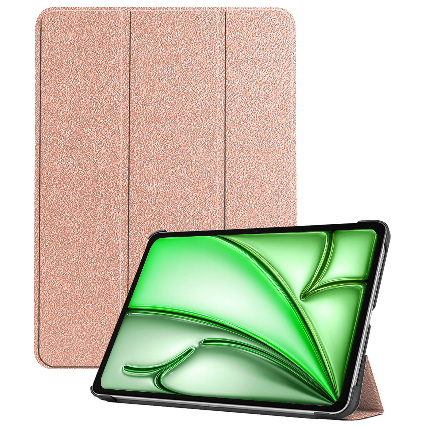 Hoesje Geschikt voor iPad Air 6 (11 inch) Hoes Case Tablet Hoesje Tri-fold - Hoes Geschikt voor iPad Air 2024 (11 inch) Hoesje Hard Cover Bookcase Hoes - Rosé goud