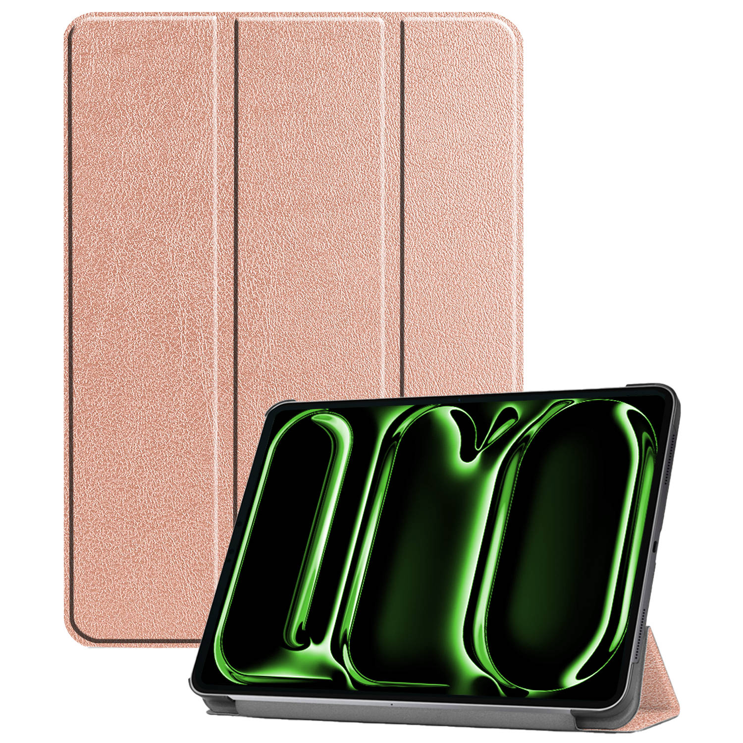 Hoesje Geschikt voor iPad Pro 2024 (11 inch) Hoes Case Tablet Hoesje Tri-fold - Hoes Geschikt voor iPad Pro 2024 11 inch (7e generatie) Hoesje Hard Cover Bookcase Hoes - Rosé goud