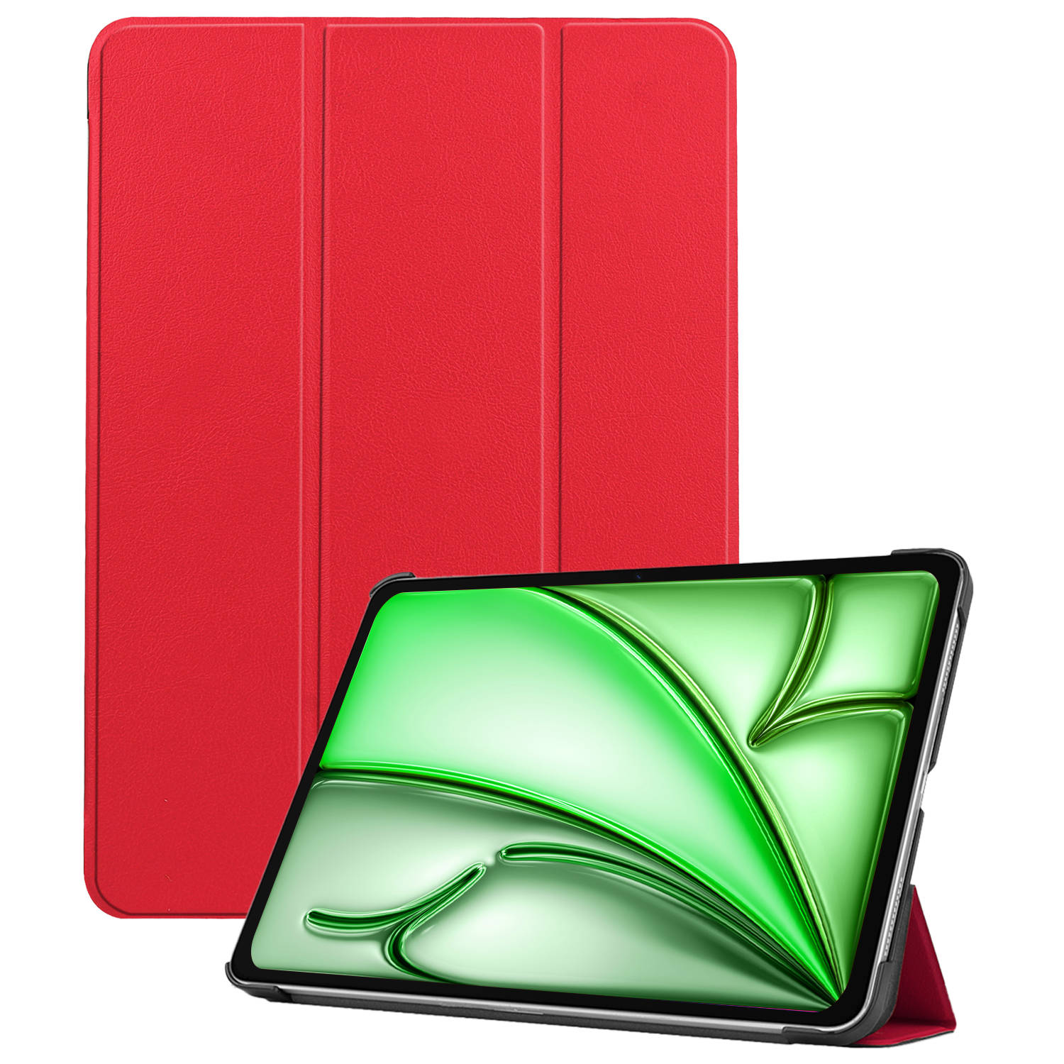 Hoesje Geschikt voor iPad Air 6 (13 inch) Hoes Case Tablet Hoesje Tri-fold - Hoes Geschikt voor iPad Air 2024 (13 inch) Hoesje Hard Cover Bookcase Hoes - Rood