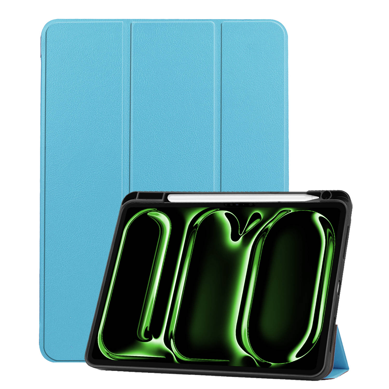 Basey Apple iPad Pro 11 (2024) Hoesje Kunstleer Hoes Case Cover -Lichtblauw