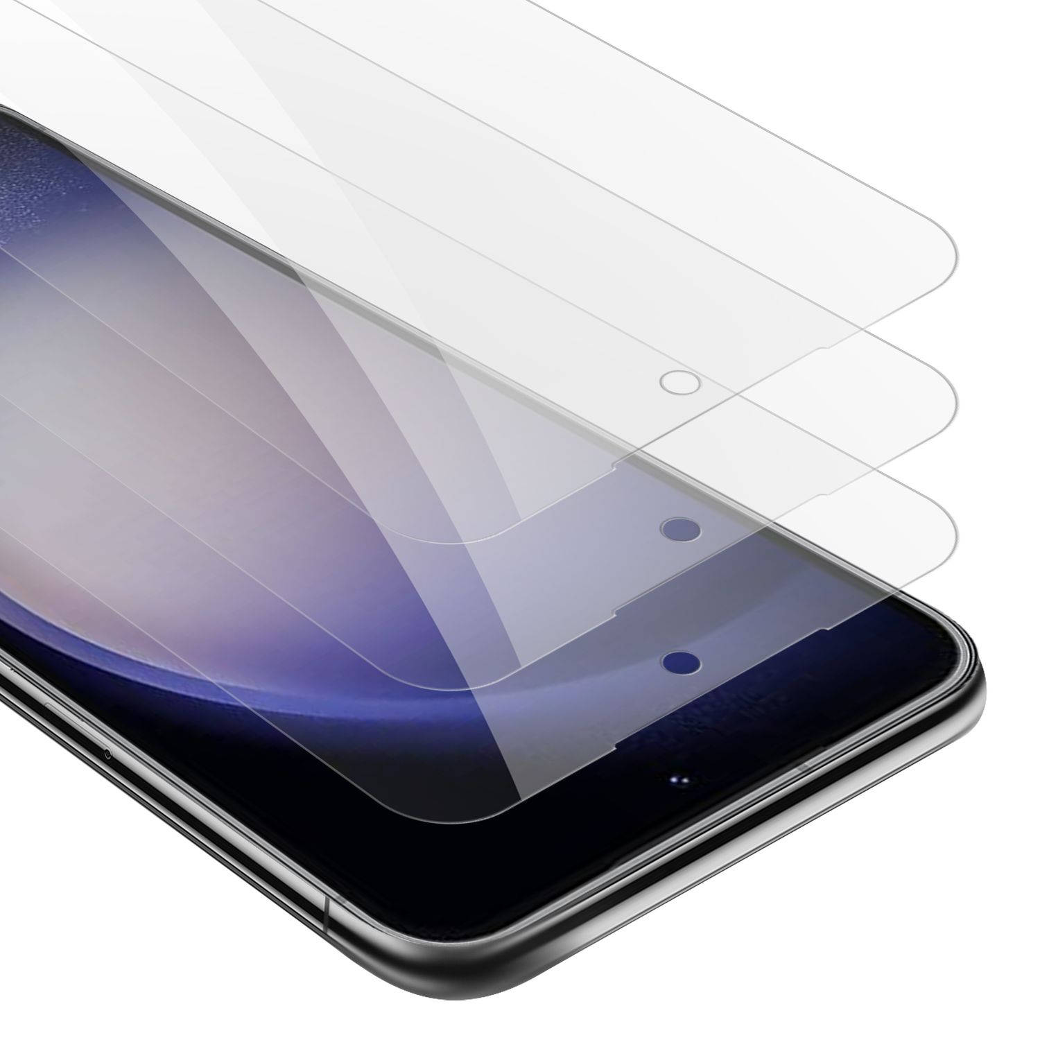 Cadorabo 3x Screenprotector voor Samsung Galaxy S23 - Beschermende Pantser Film in KRISTALHELDER - Getemperd (Tempered) Display beschermend glas in 9H hardheid met 3D Touch